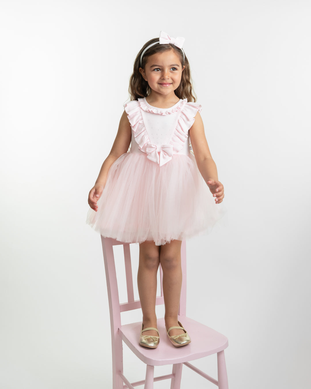 Caramelo Pink Tulle Dress And Hairband