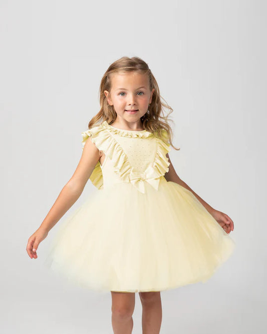 Caramelo Lemon Tulle Dress With Hairband