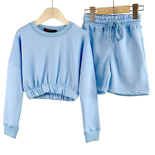 Blue Crop Jumper Lounge Set