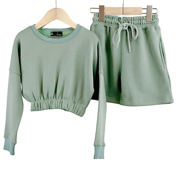 Sage Crop Jumper Lounge Set